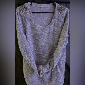 Studio Y Women's Medium Sweater - Grey Embellished